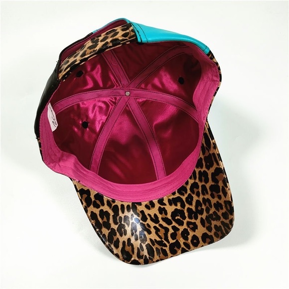 🧢 Leopard/Pink/Teal cap w/ satin lining🧢 - Picture 6 of 14